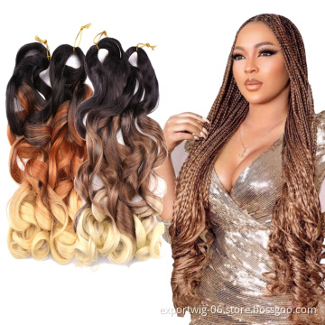 22 Inch Loose Wave Crochet Hair Wavy Synthetic Braids Hair Extensions PreStretched Braiding Hair For Black Women Spral Curl
